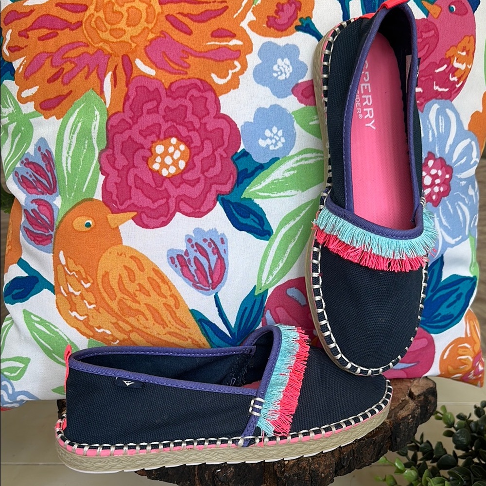 🌺🦩Sperry Blue and Pink Espadrille Flats with Tassel Fringe•Size 13.5(girl)🦩🌺 - Picture 10 of 16